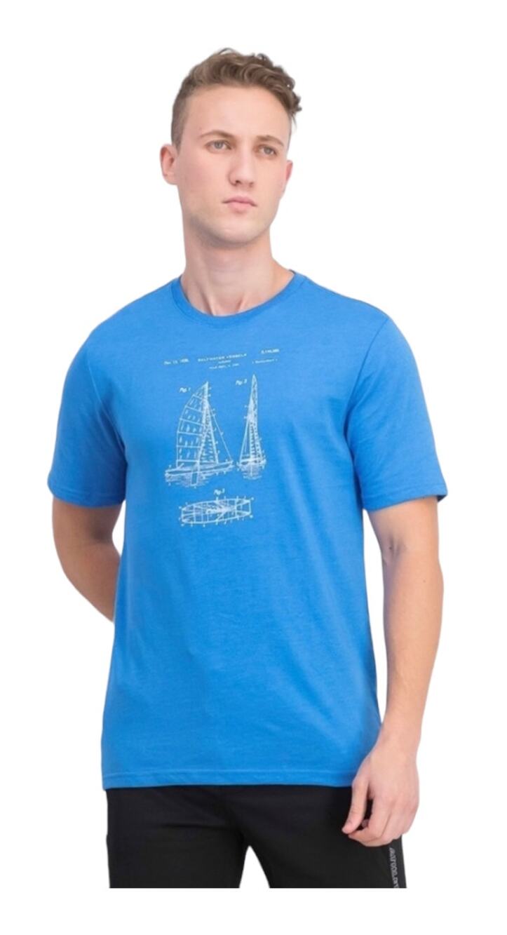 IZOD Saltwater Relaxed Classics Blue Revival Sailboat Short Sleeve Graphic Shirt